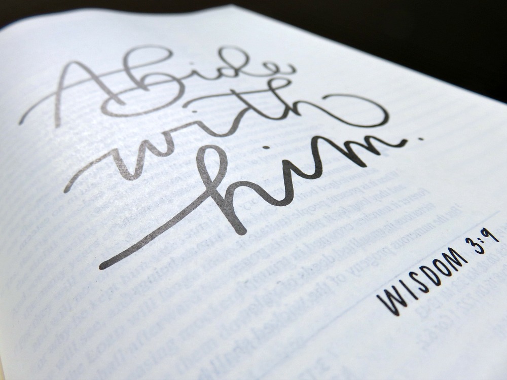 An example of the lovely hand-lettering in the new Catholic Journaling Bible.