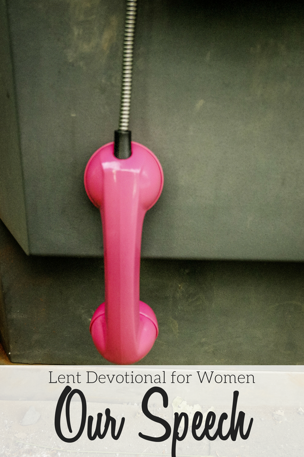 A pink telephone to represent how important our speech is as we consider Peter in this Lent Devotional for Women.